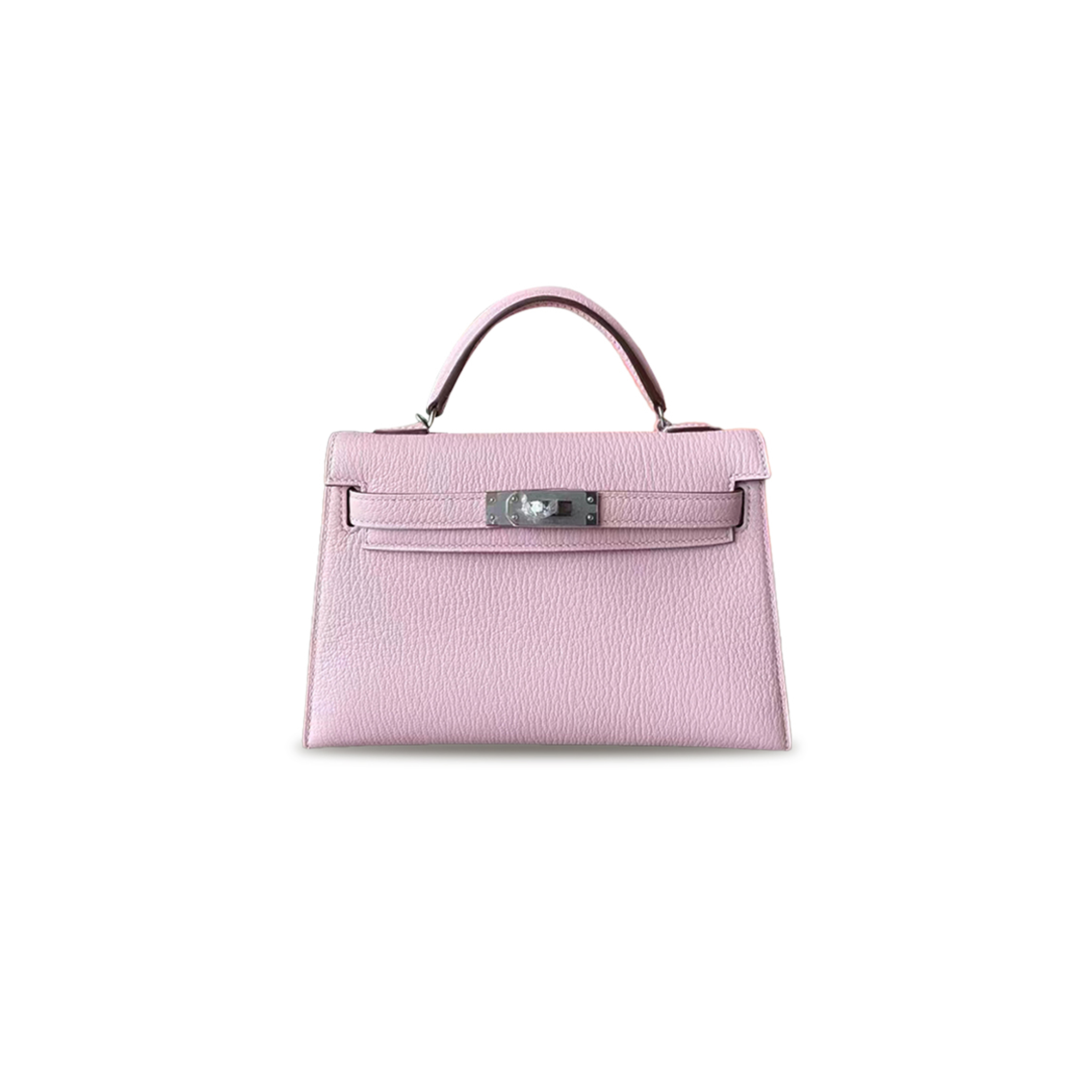 HERMÈS MASTER MINI KELLY II TOGO CHERRY BLOSSOM PINK SILVER BUCKLE HARDWARE (19*12*5.5cm) 